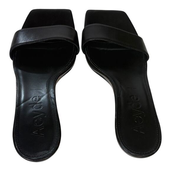 Aeyde Ilvy Leather Mules Black Kitten Heel Size 38 EU 8 US - Picture 6 of 7